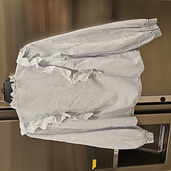 💕SEZANE💕 Irma Shirt ~ Light Blue/Ecru FR 34 = US 2 - Picture 13 of 16